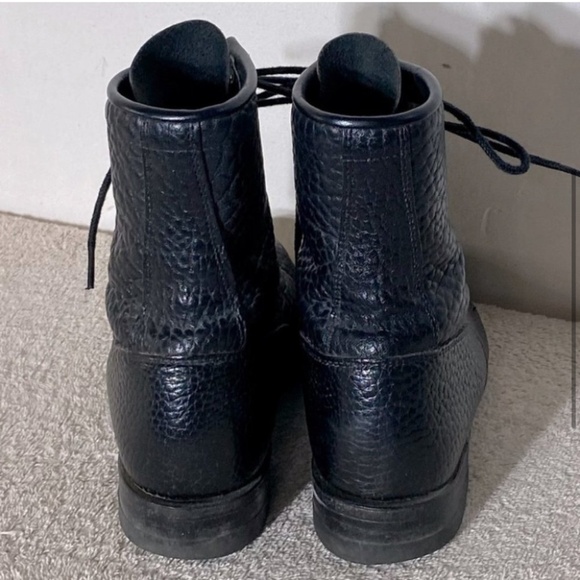 Vintage Justin Boots Black Pebbled Leather Lace Up Packer Boots 6 - Picture 4 of 13